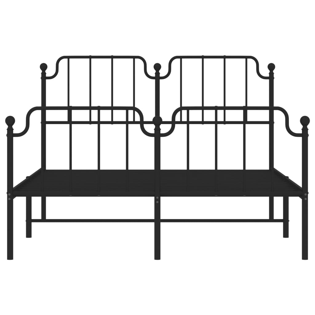 Bed frame with head and footboard metal black 135x190 cm