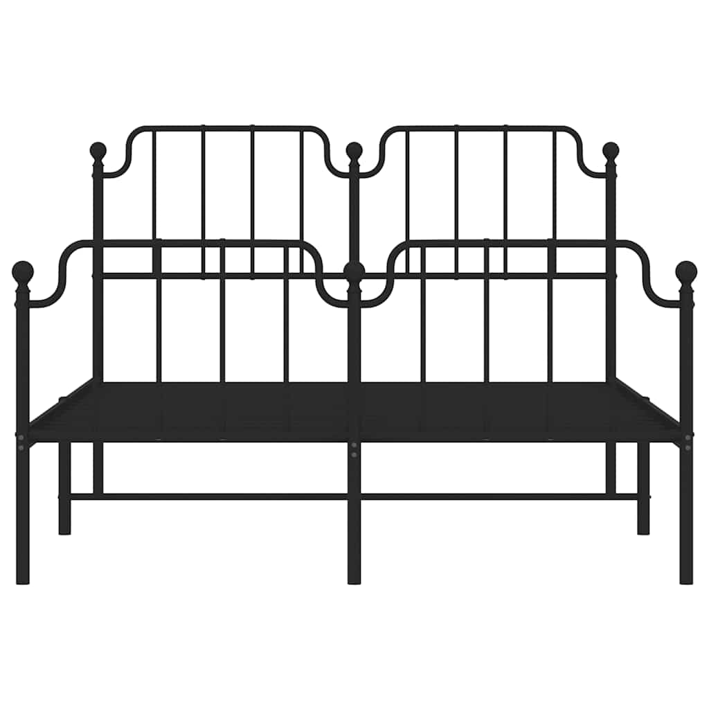 Bed frame with head and footboard metal black 135x190 cm