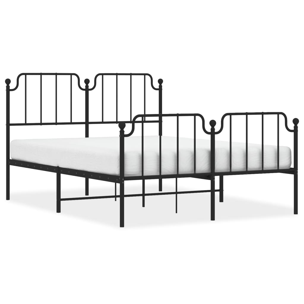 Bed frame with head and footboard metal black 140x190 cm