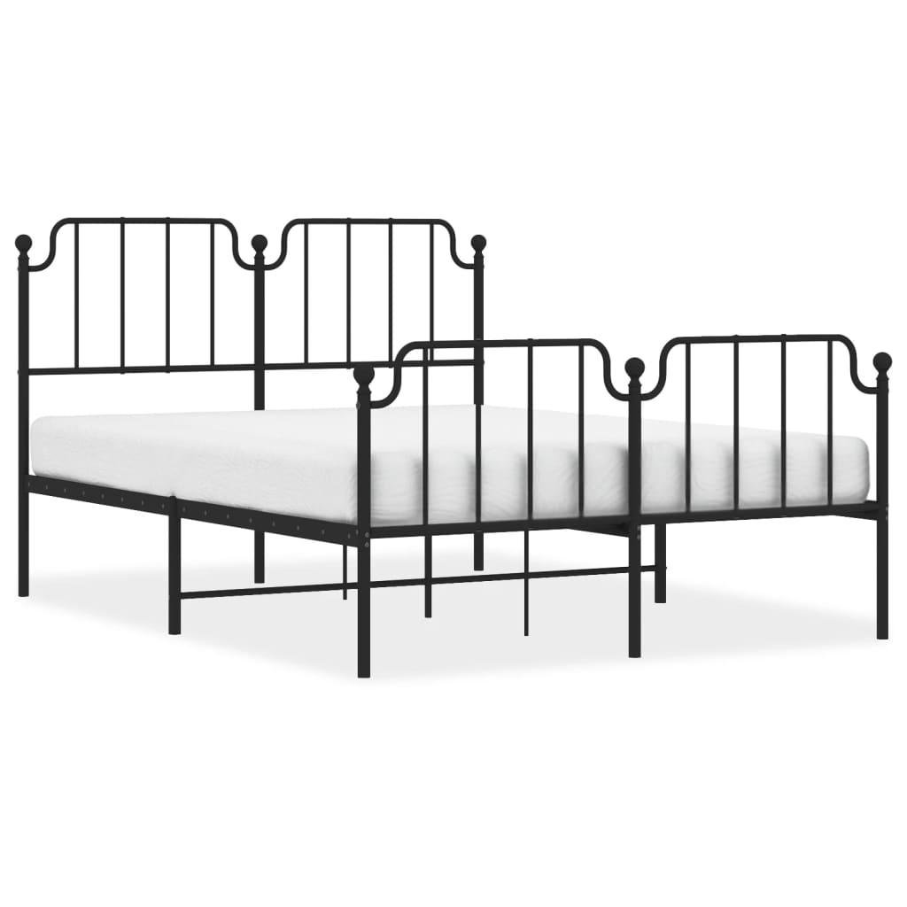 Bed frame with head and footboard metal black 140x200 cm