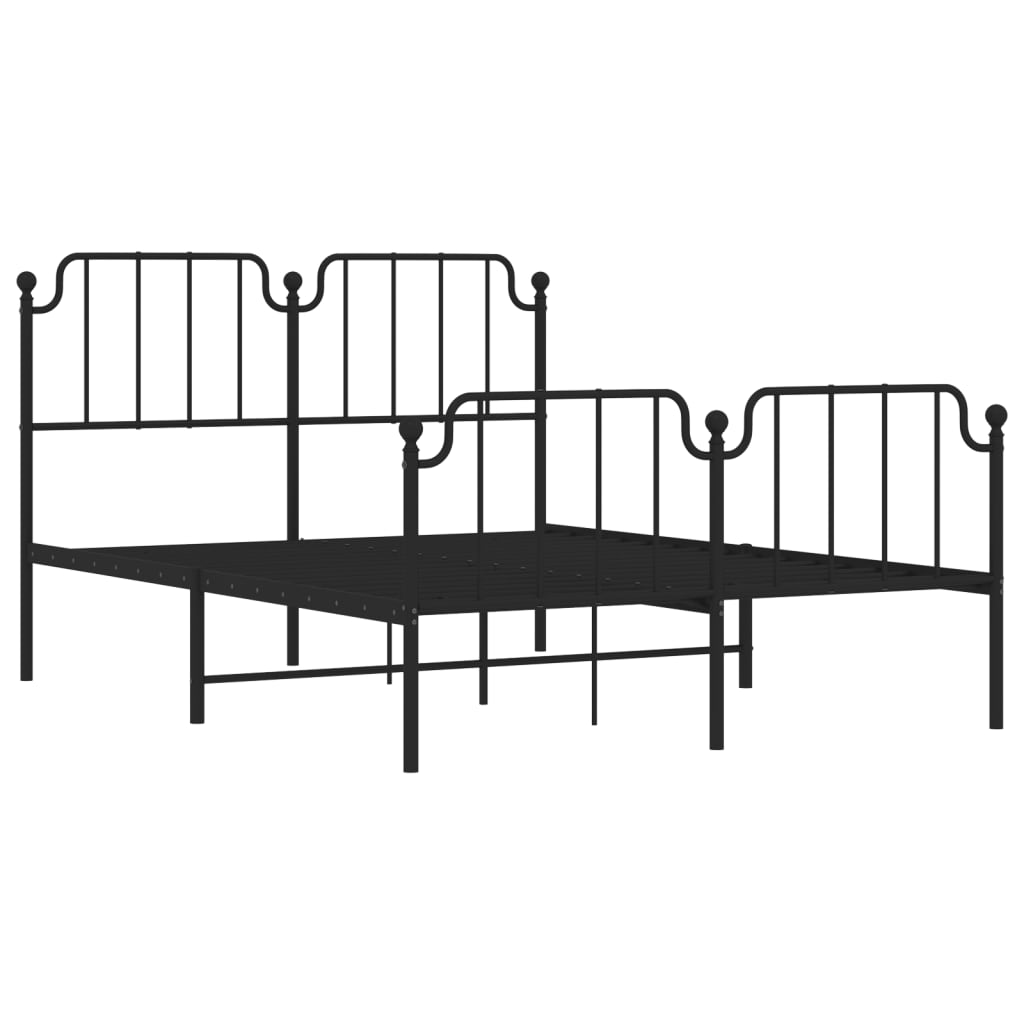 Bed frame with head and footboard metal black 140x200 cm