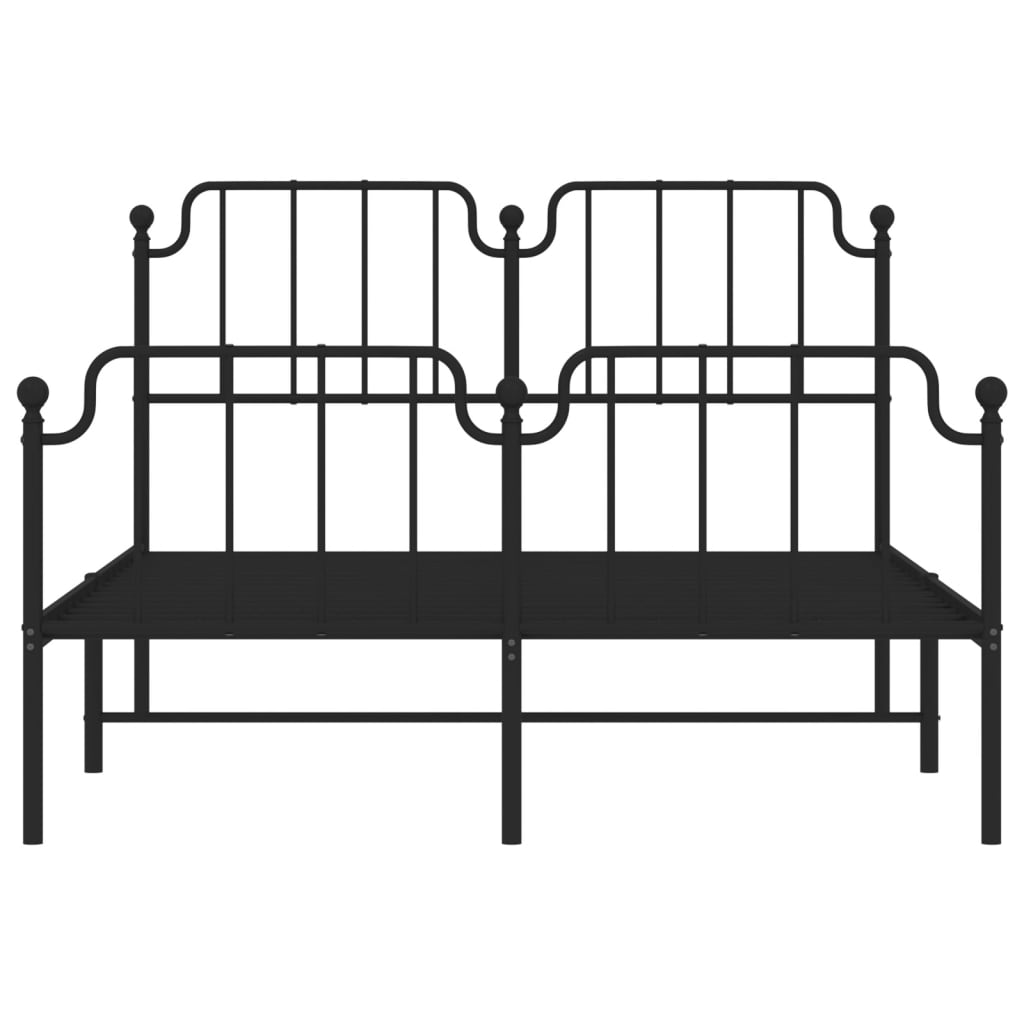 Bed frame with head and footboard metal black 140x200 cm