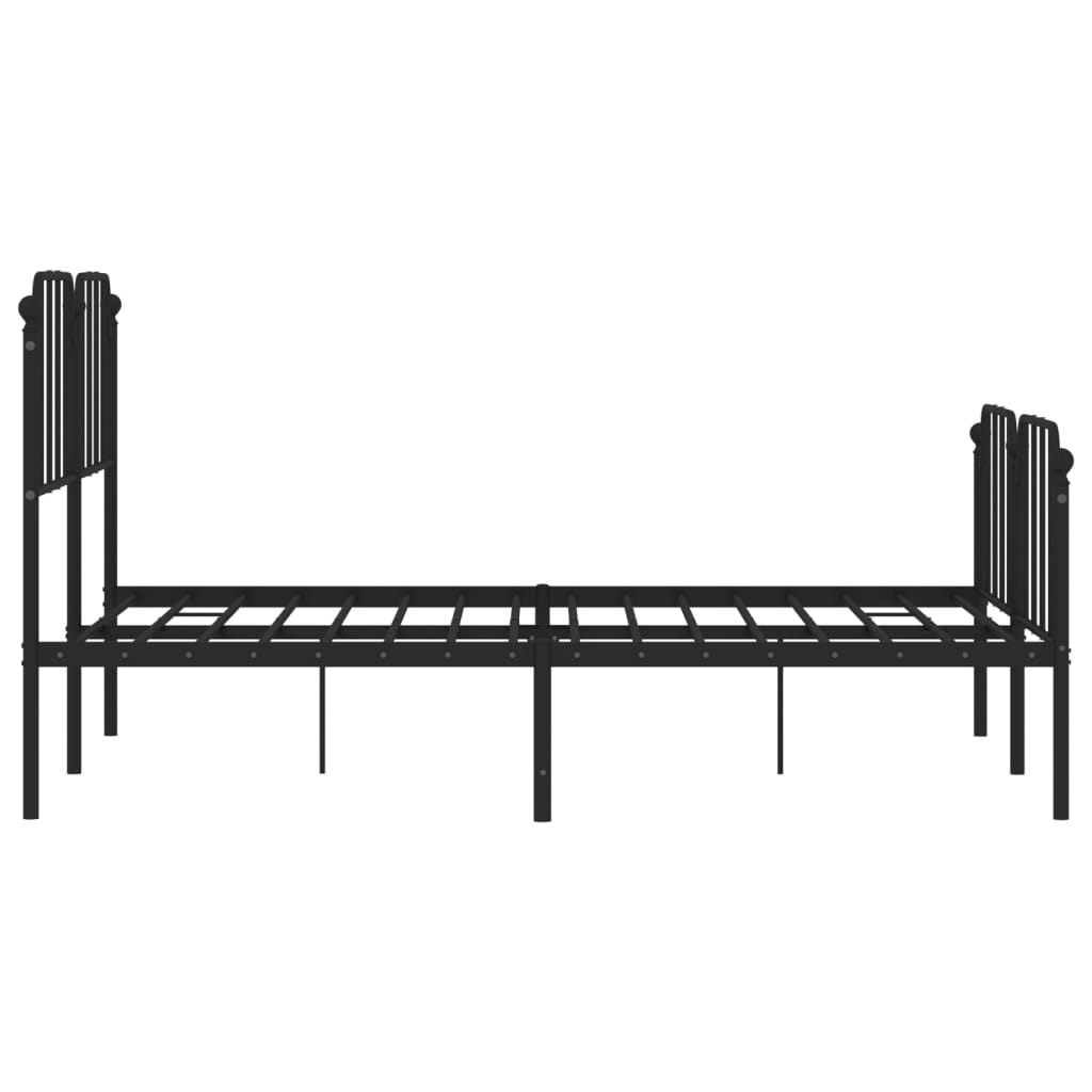 Bed frame with head and footboard metal black 140x200 cm