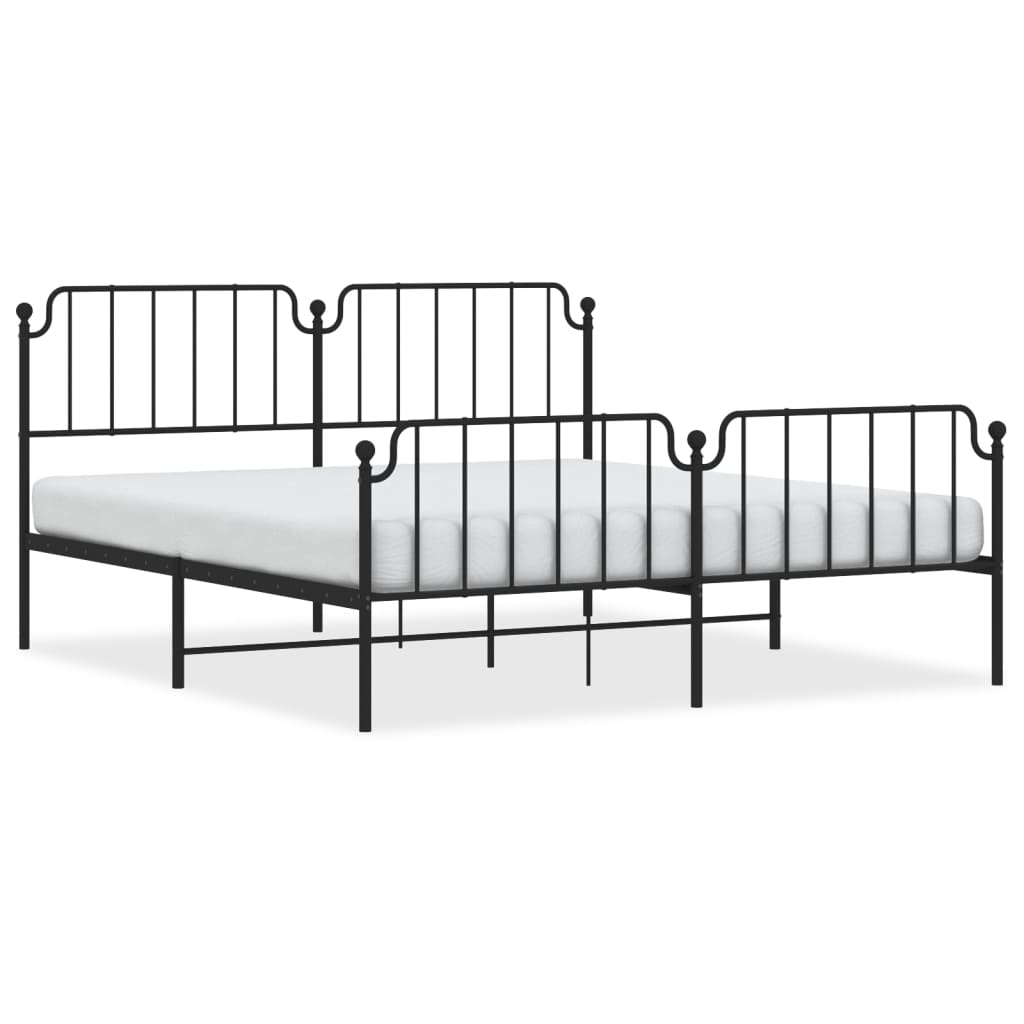 Bed frame with head and footboard metal black 180x200 cm