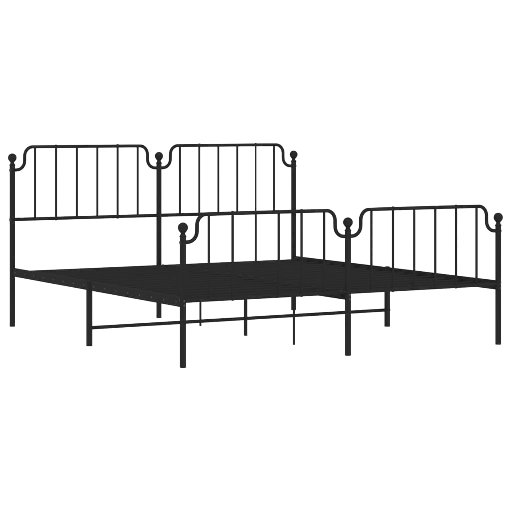 Bed frame with head and footboard metal black 180x200 cm