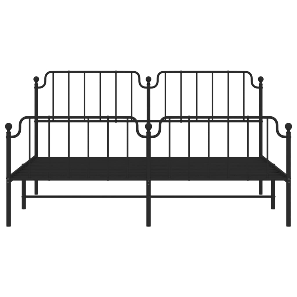 Bed frame with head and footboard metal black 180x200 cm