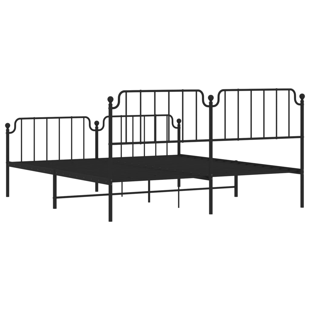 Bed frame with head and footboard metal black 180x200 cm