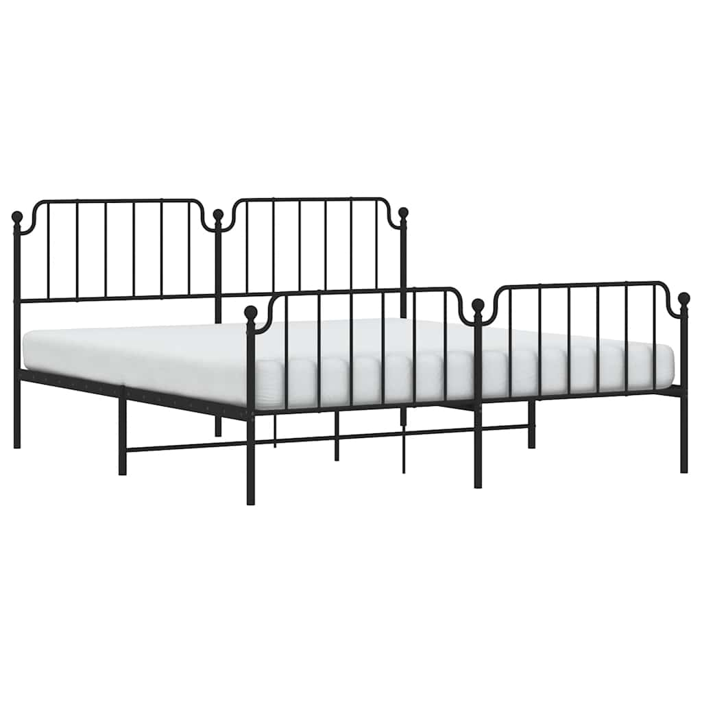 Bed frame with head and footboard metal black 183x213 cm