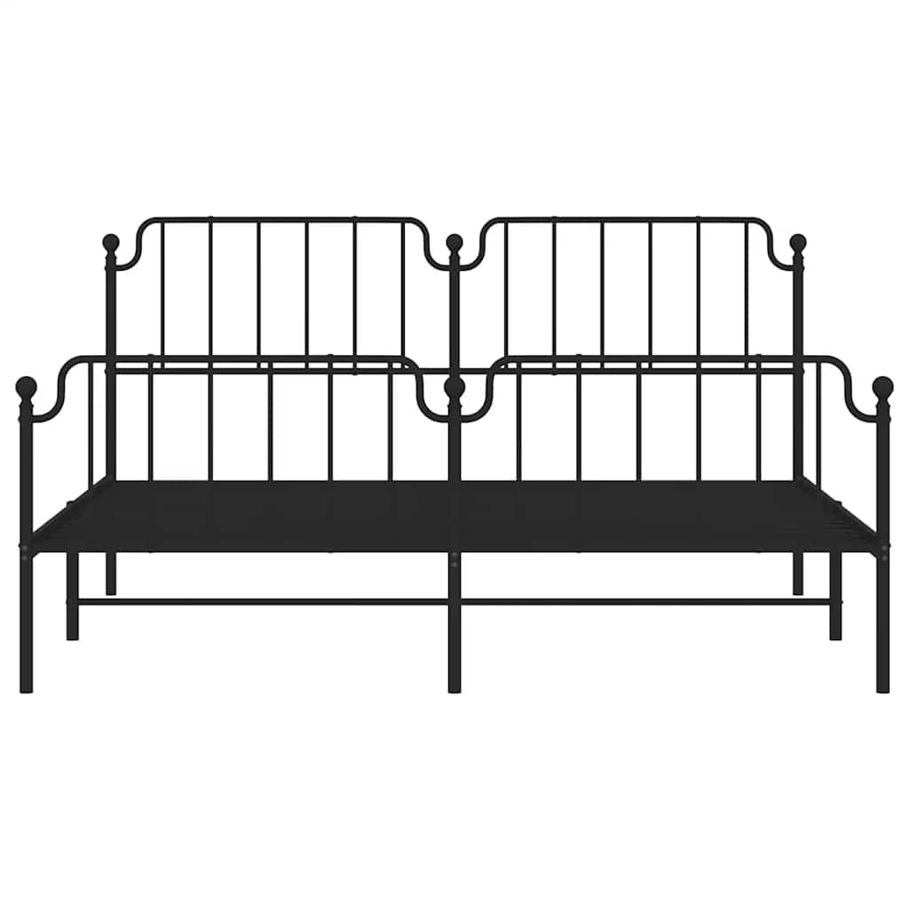 Bed frame with head and footboard metal black 183x213 cm