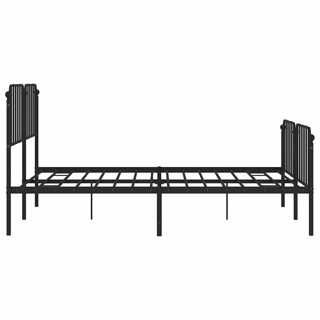 Bed frame with head and footboard metal black 183x213 cm