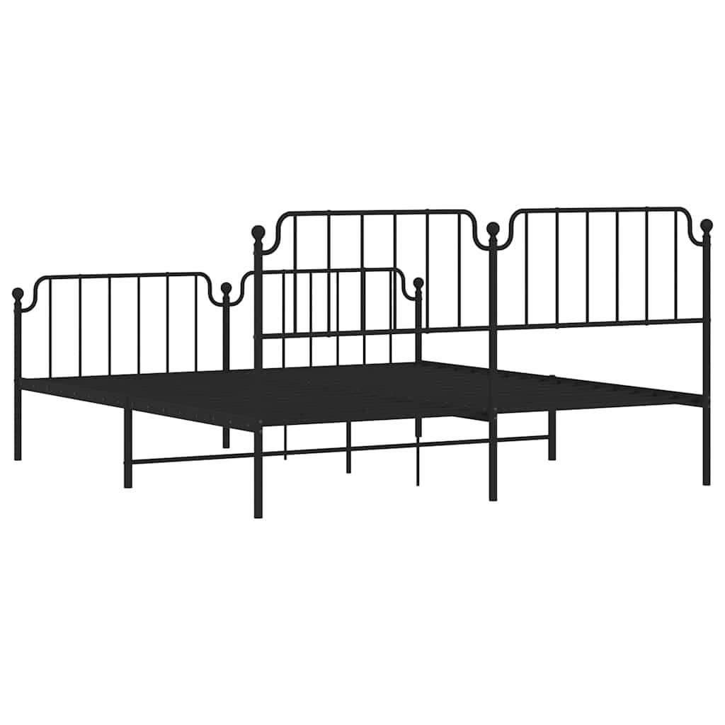 Bed frame with head and footboard metal black 183x213 cm