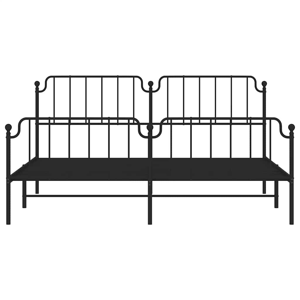 Bed frame with head and footboard metal black 193x203 cm