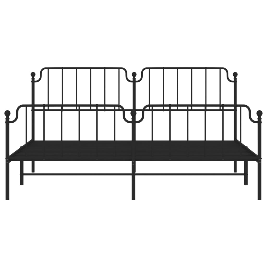 Bed frame with head and footboard metal black 200x200 cm