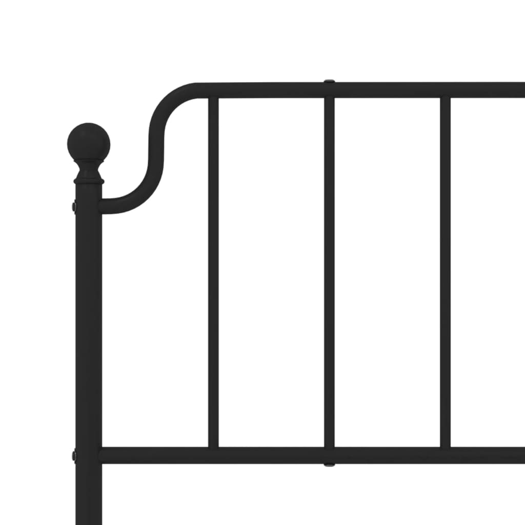 Bed frame with head and footboard metal black 200x200 cm