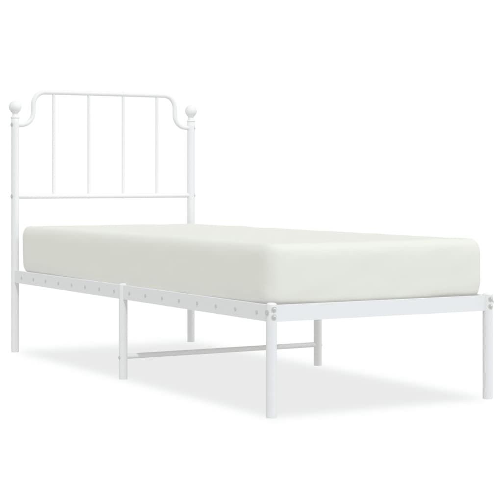 Bed frame with headboard metal white 80x200 cm