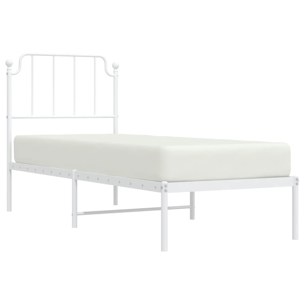 Bed frame with headboard metal white 80x200 cm