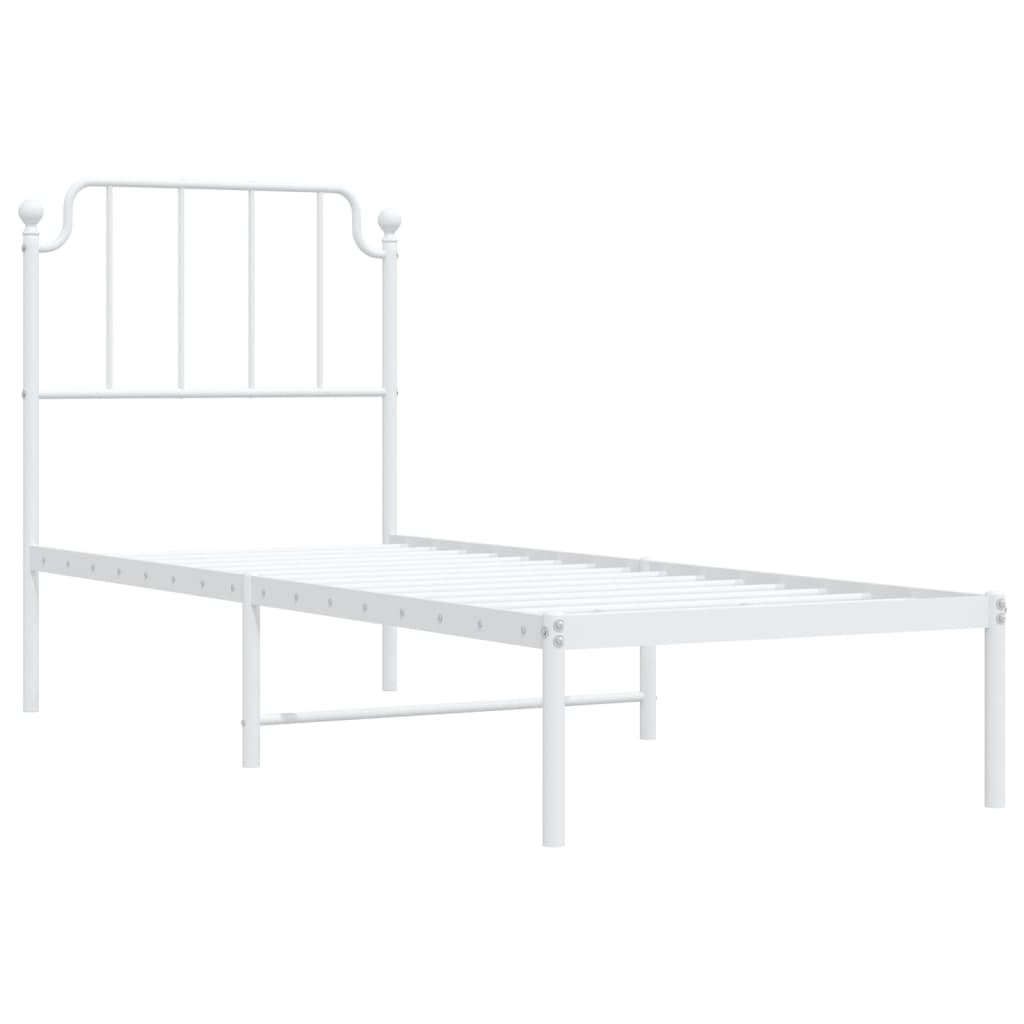 Bed frame with headboard metal white 80x200 cm