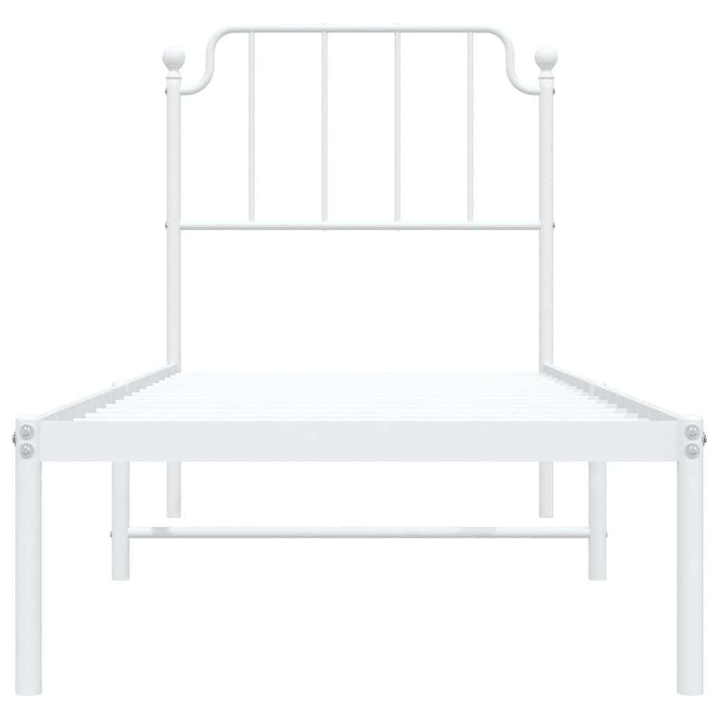 Bed frame with headboard metal white 80x200 cm