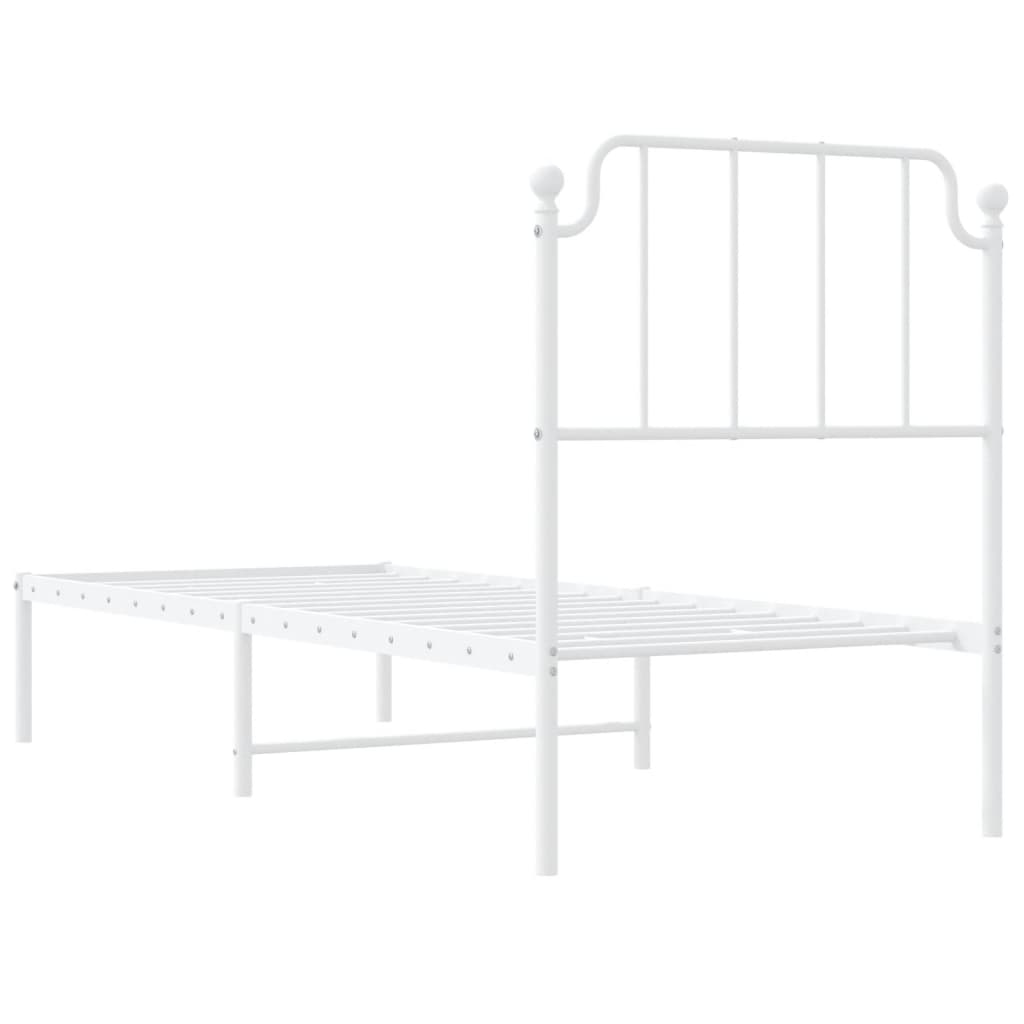 Bed frame with headboard metal white 80x200 cm