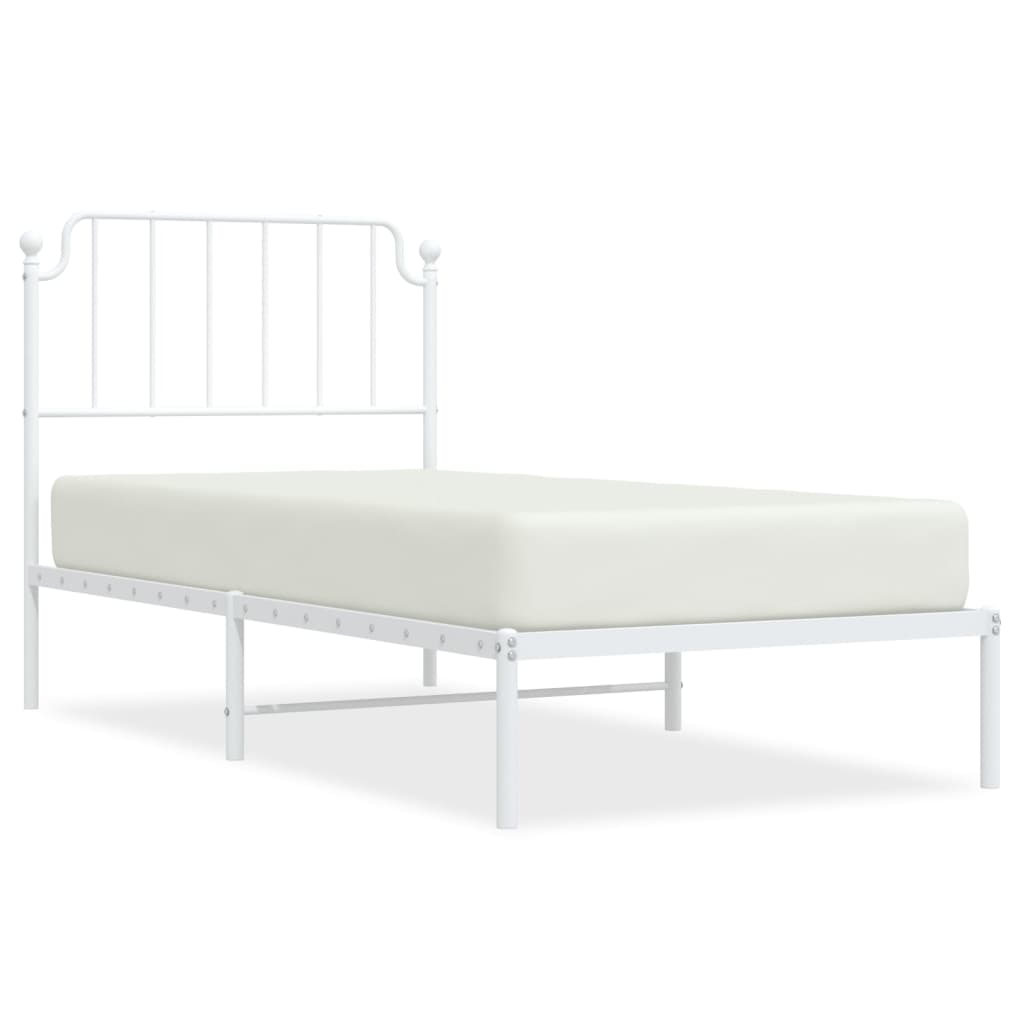 Bed frame with headboard metal white 90x190 cm