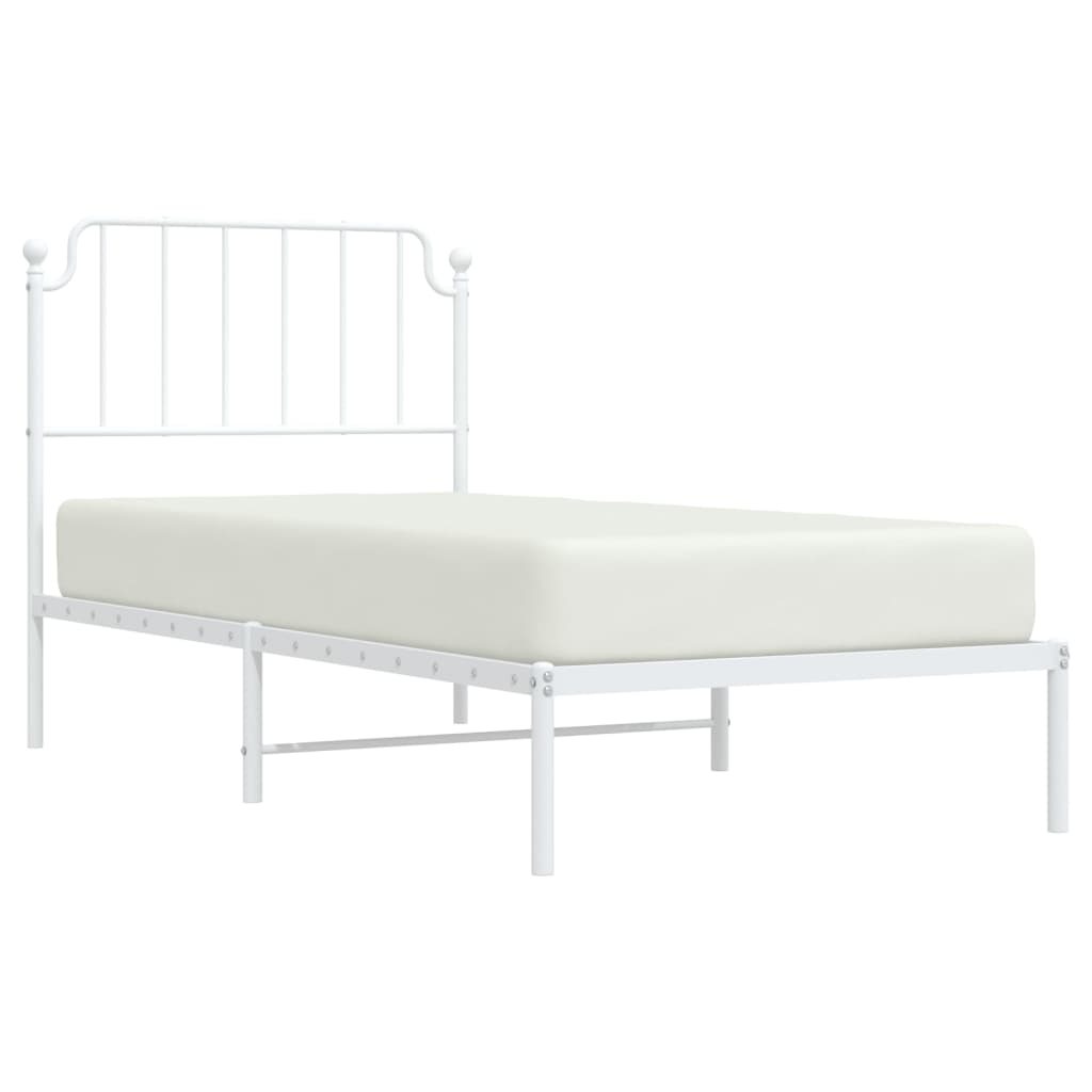 Bed frame with headboard metal white 90x190 cm