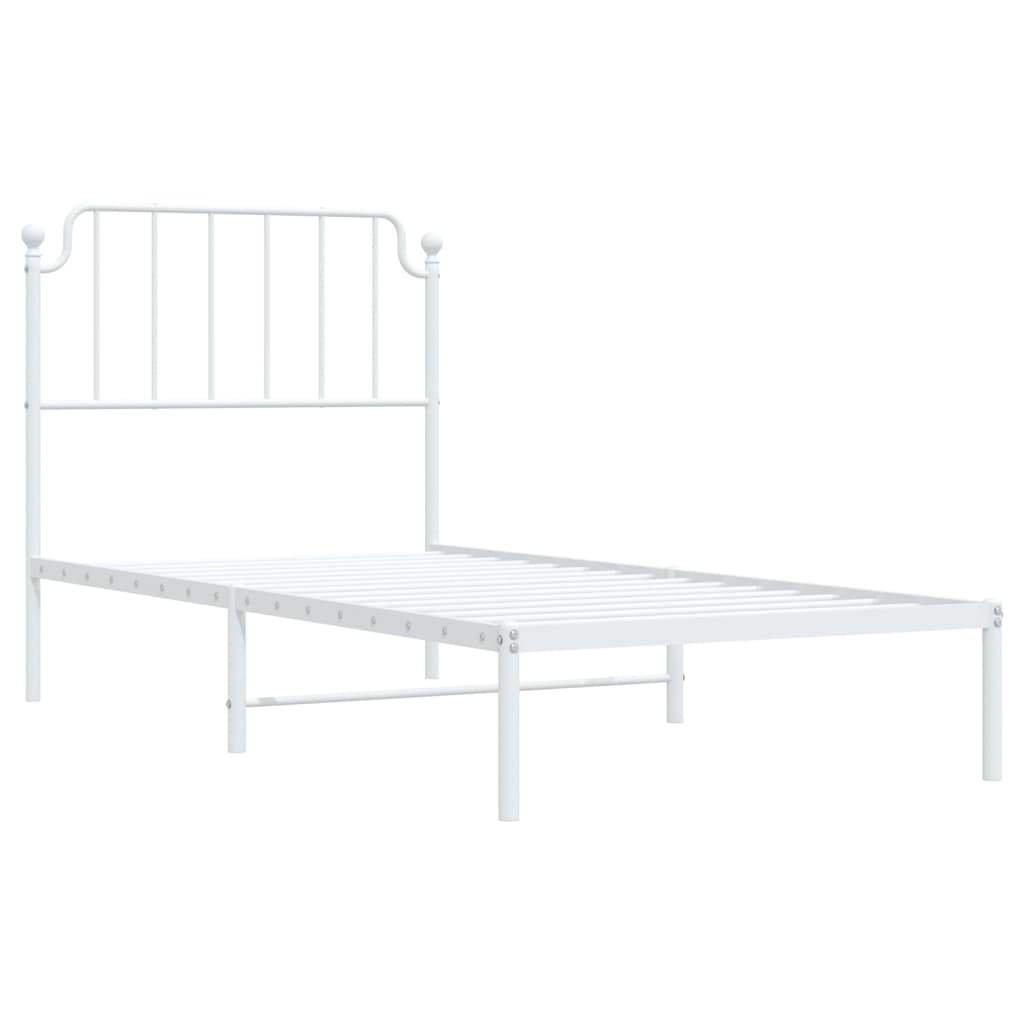 Bed frame with headboard metal white 90x190 cm