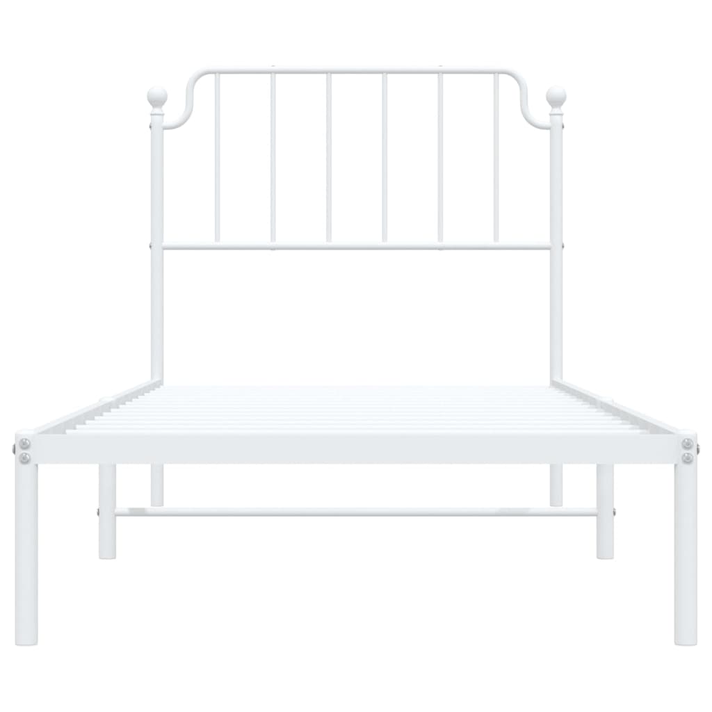 Bed frame with headboard metal white 90x190 cm