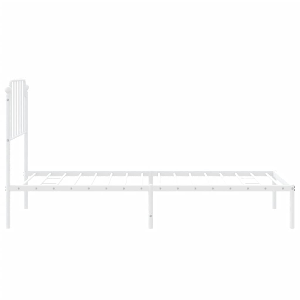 Bed frame with headboard metal white 90x190 cm