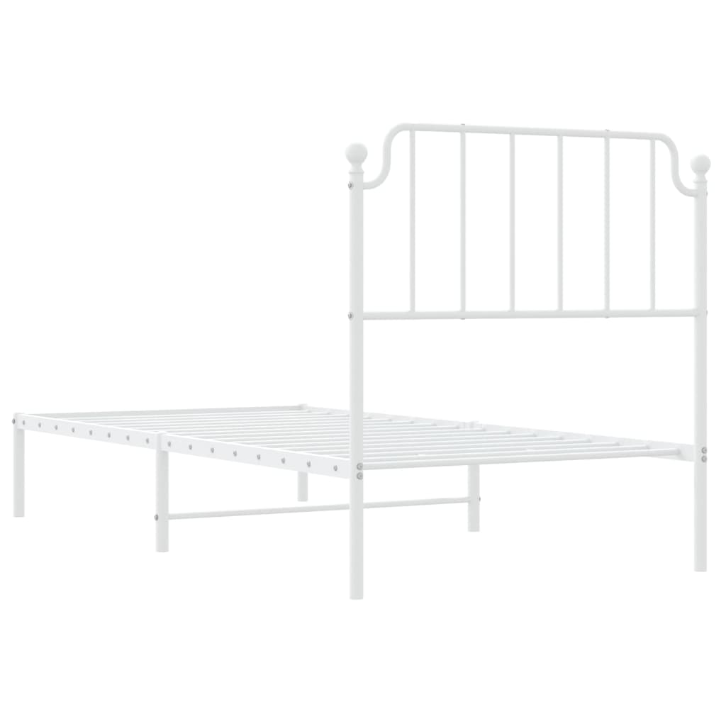 Bed frame with headboard metal white 90x190 cm