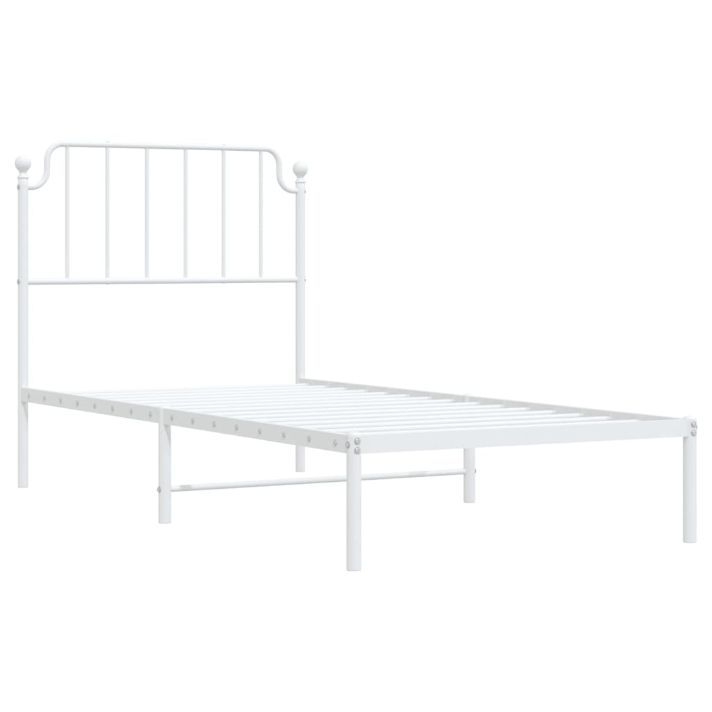 Bed frame with headboard metal white 90x200 cm