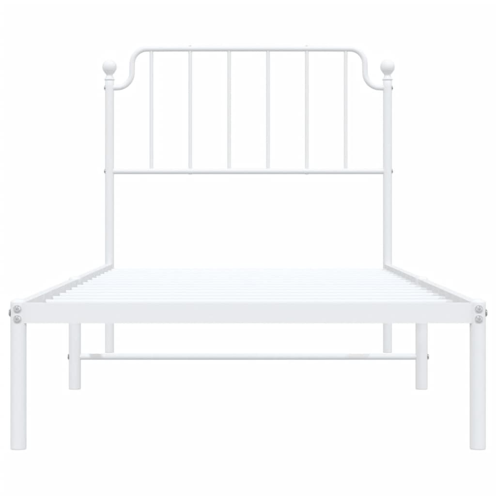 Bed frame with headboard metal white 90x200 cm