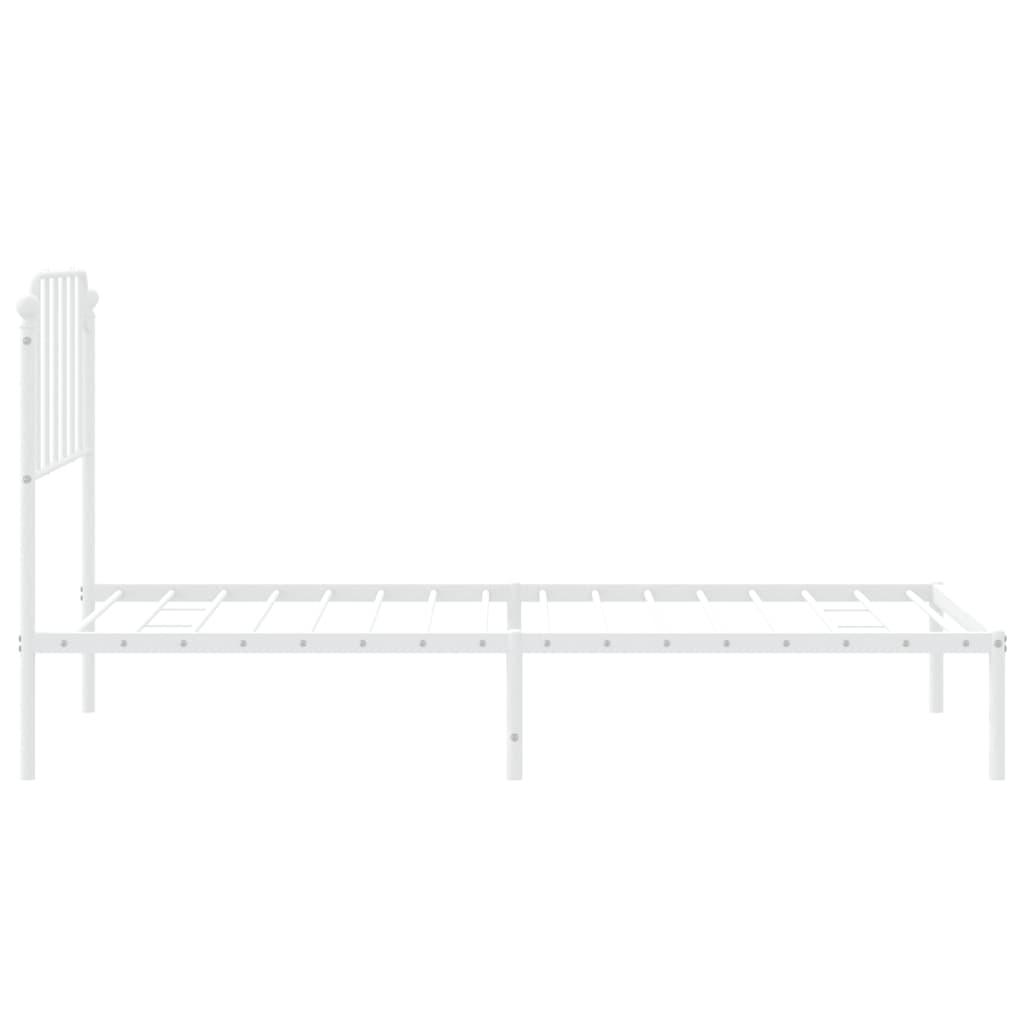 Bed frame with headboard metal white 90x200 cm