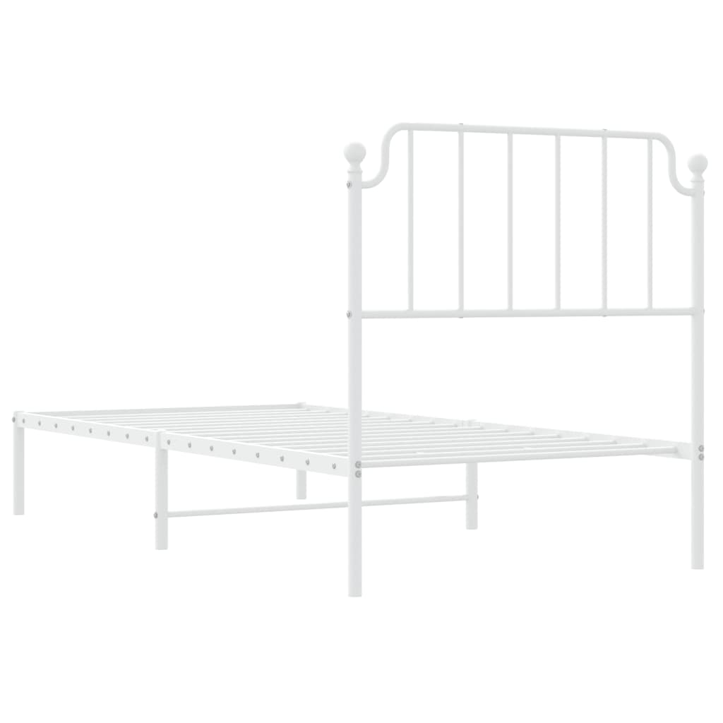 Bed frame with headboard metal white 90x200 cm