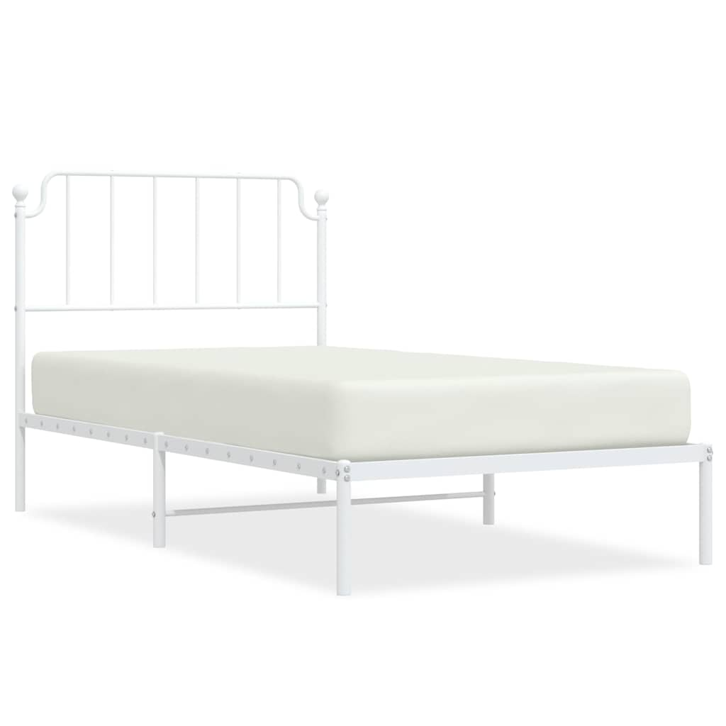 Bed frame with headboard metal white 100x190 cm