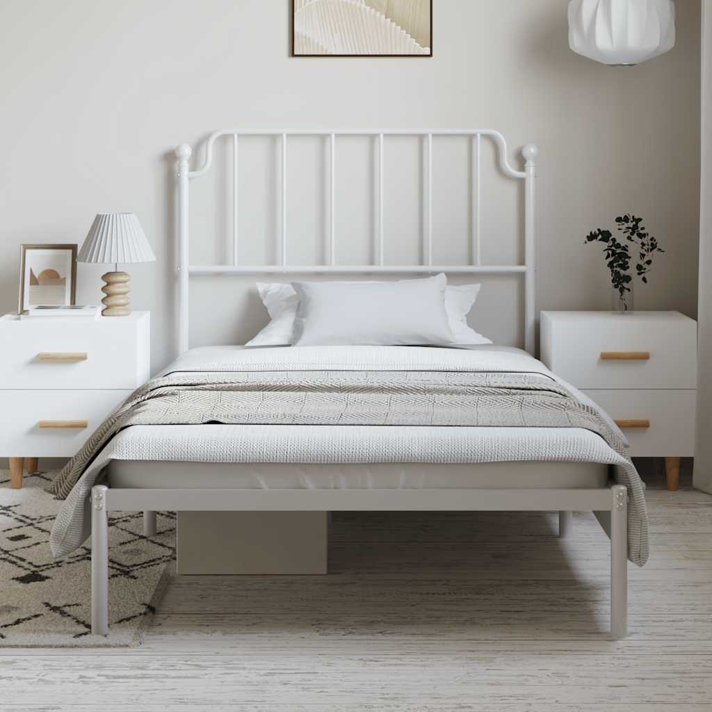 Bed frame with headboard metal white 100x190 cm