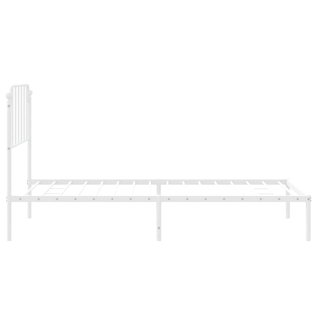 Bed frame with headboard metal white 100x190 cm