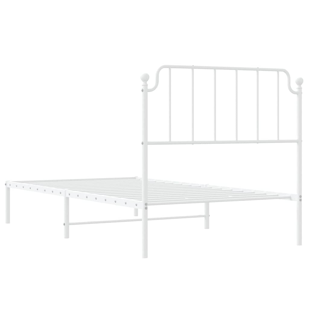 Bed frame with headboard metal white 100x190 cm