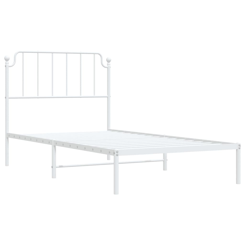 Bed frame with headboard metal white 100x200 cm