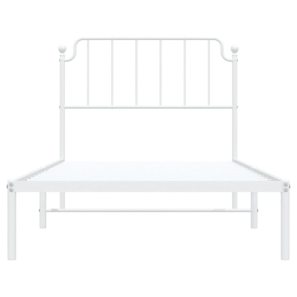 Bed frame with headboard metal white 100x200 cm