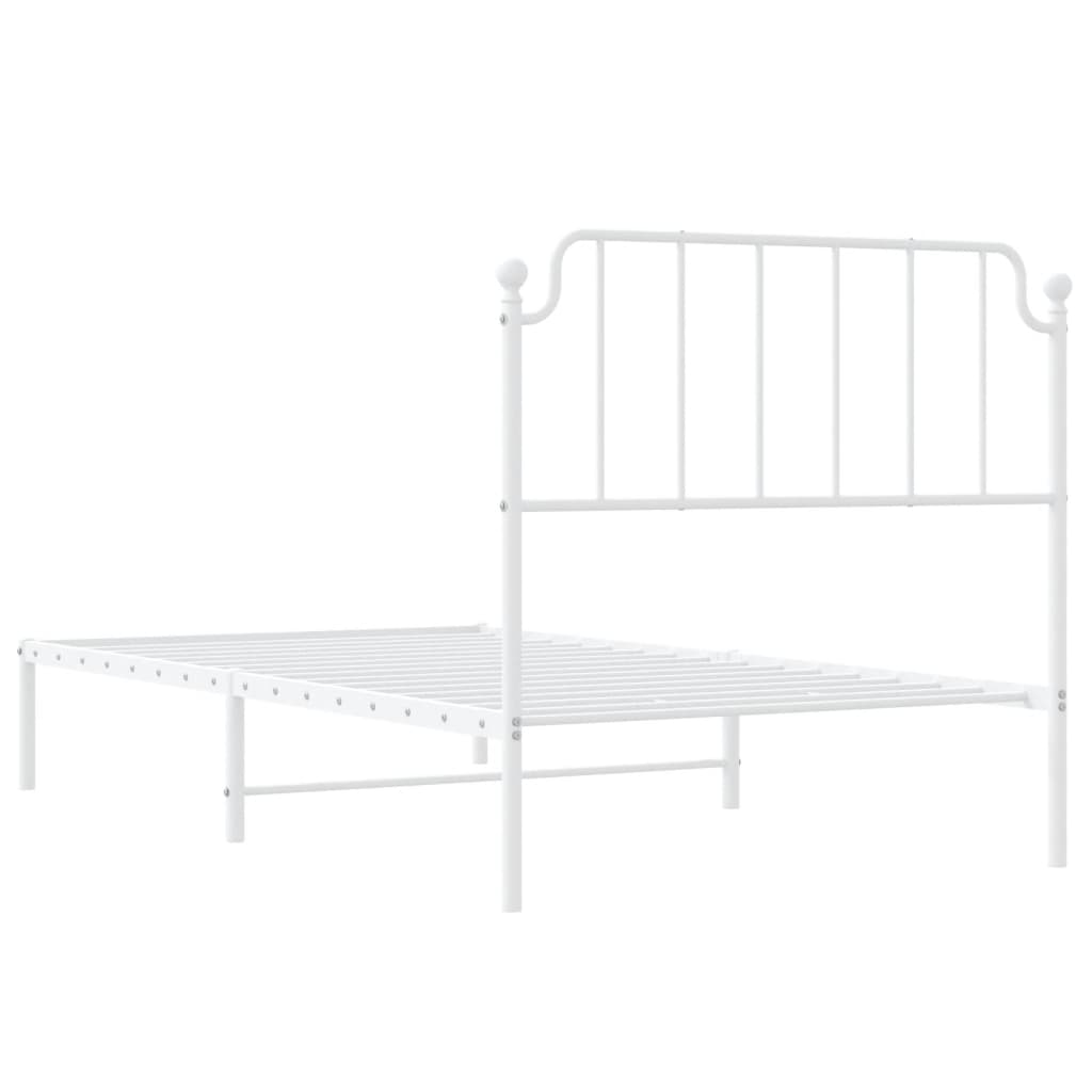 Bed frame with headboard metal white 100x200 cm