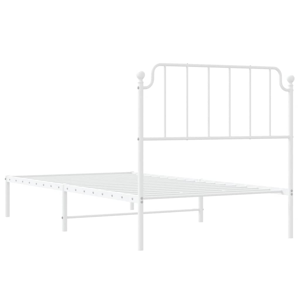 Bed frame with headboard metal white 100x200 cm