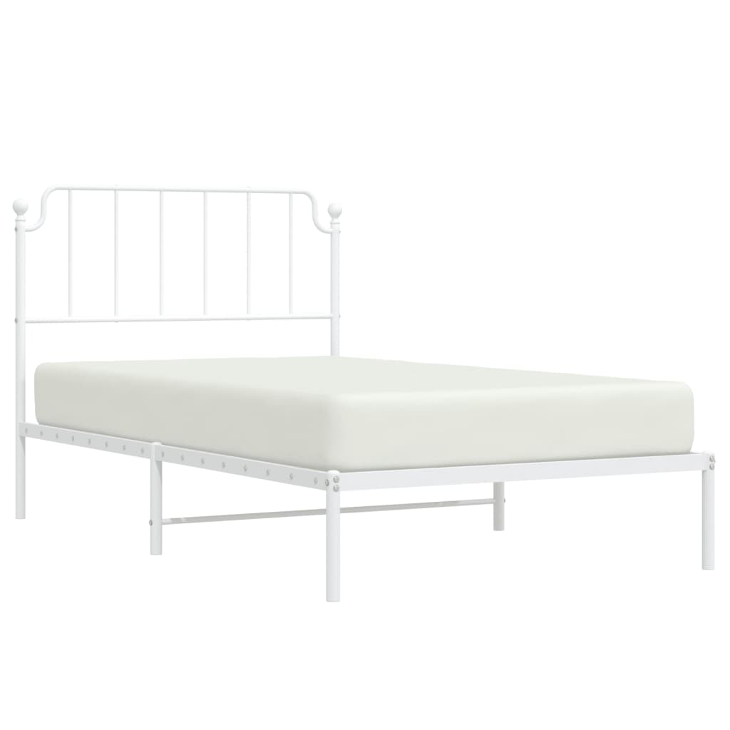 Bed frame with headboard metal white 107x203 cm