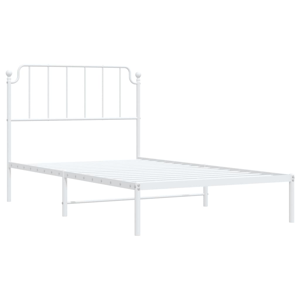 Bed frame with headboard metal white 107x203 cm