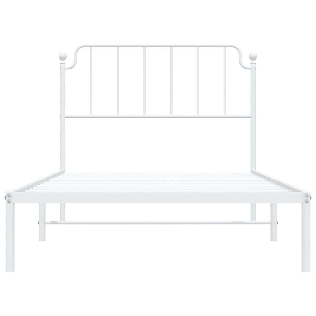 Bed frame with headboard metal white 107x203 cm