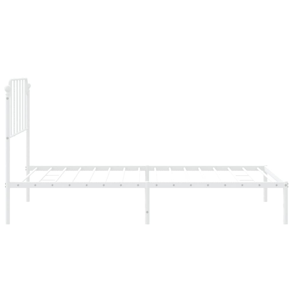 Bed frame with headboard metal white 107x203 cm