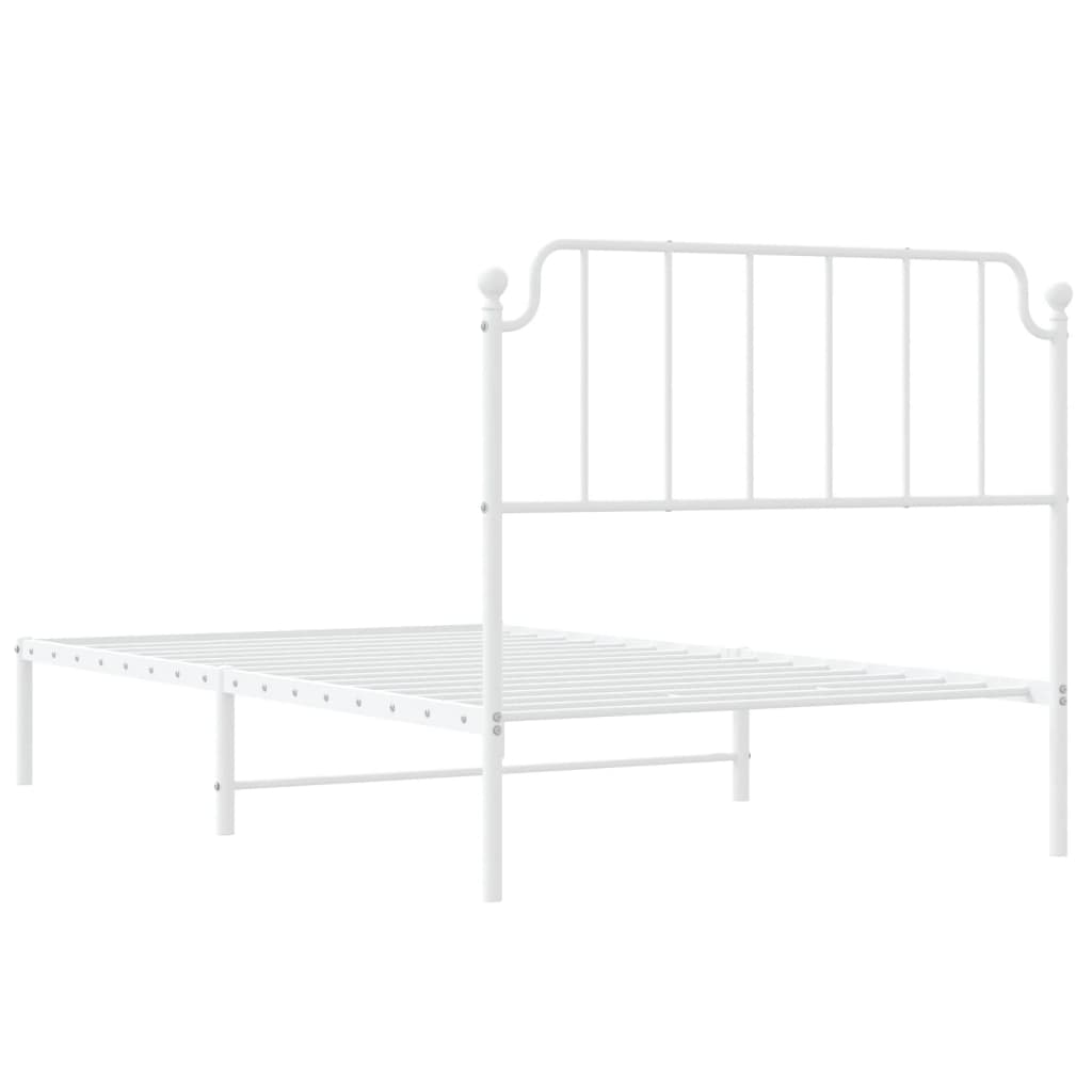 Bed frame with headboard metal white 107x203 cm