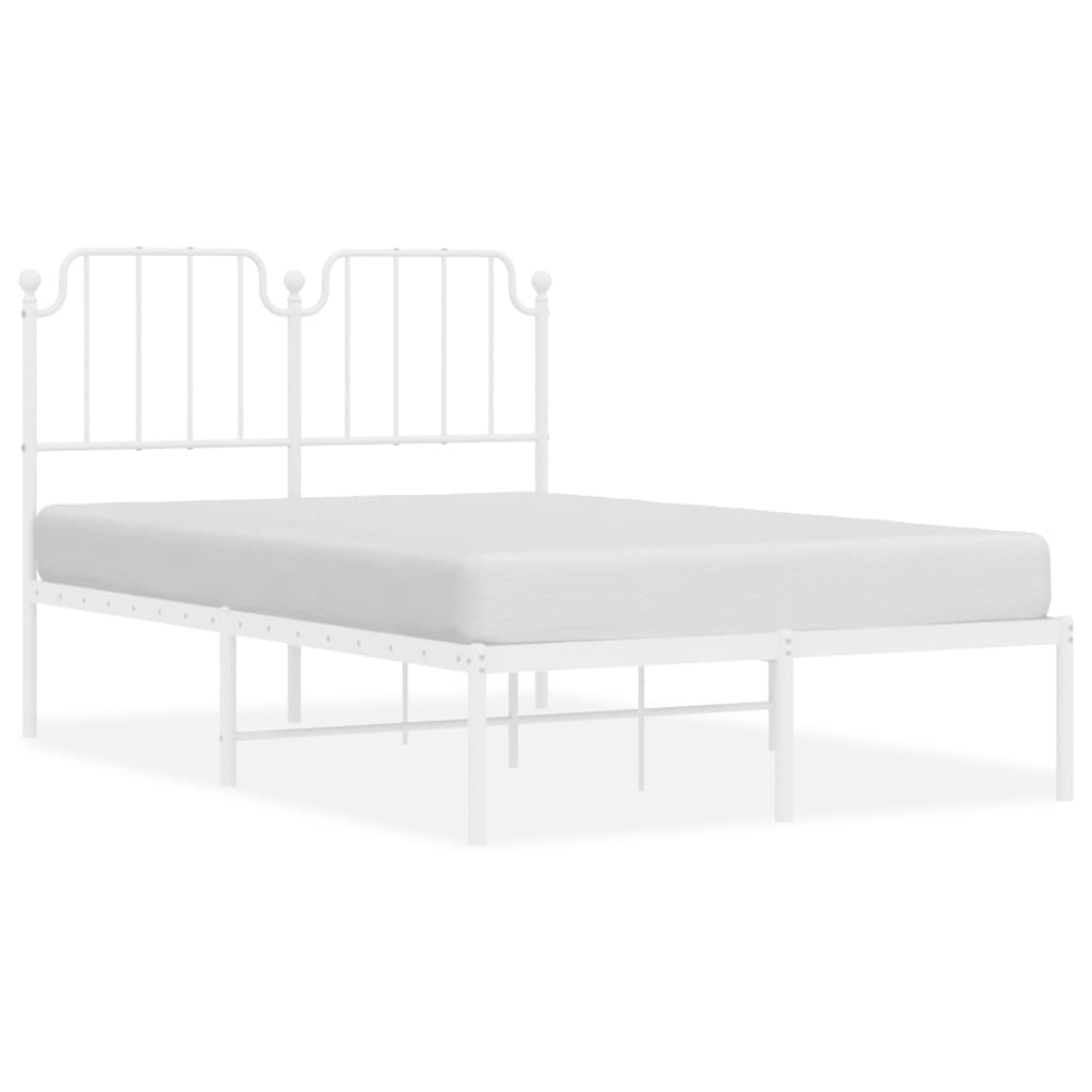 Bed frame with headboard metal white 120x190 cm