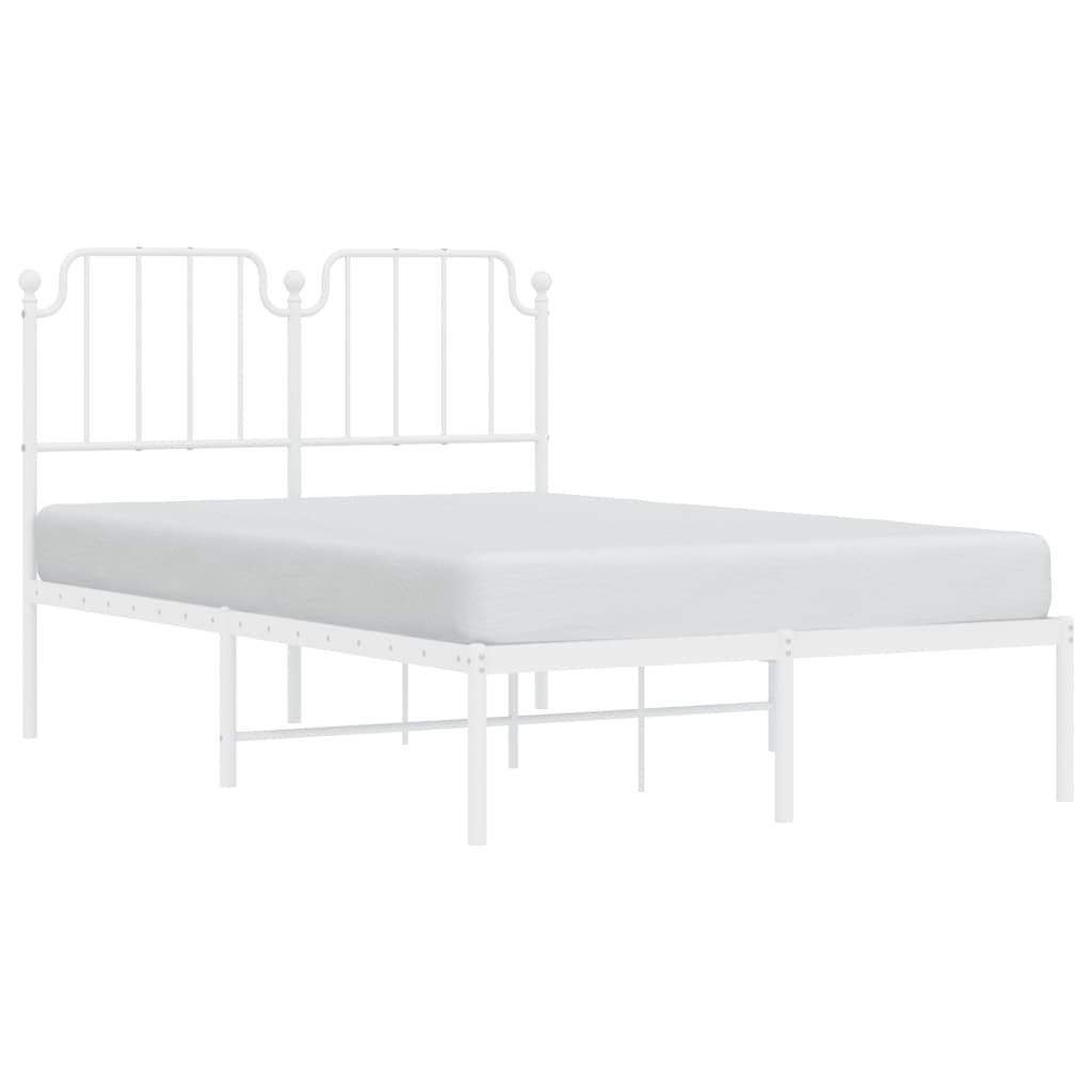 Bed frame with headboard metal white 120x190 cm