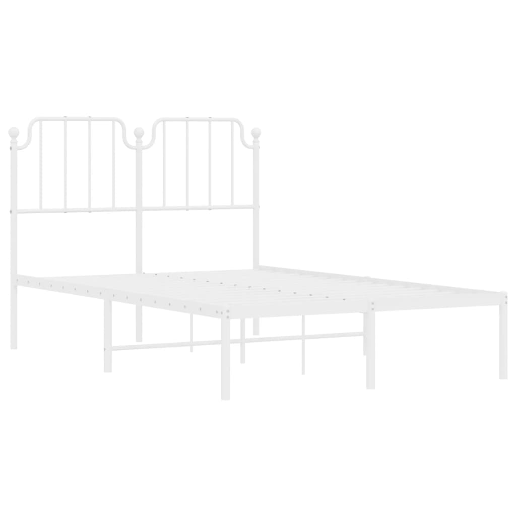 Bed frame with headboard metal white 120x190 cm