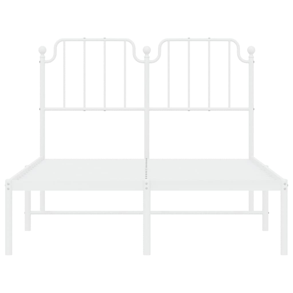 Bed frame with headboard metal white 120x190 cm